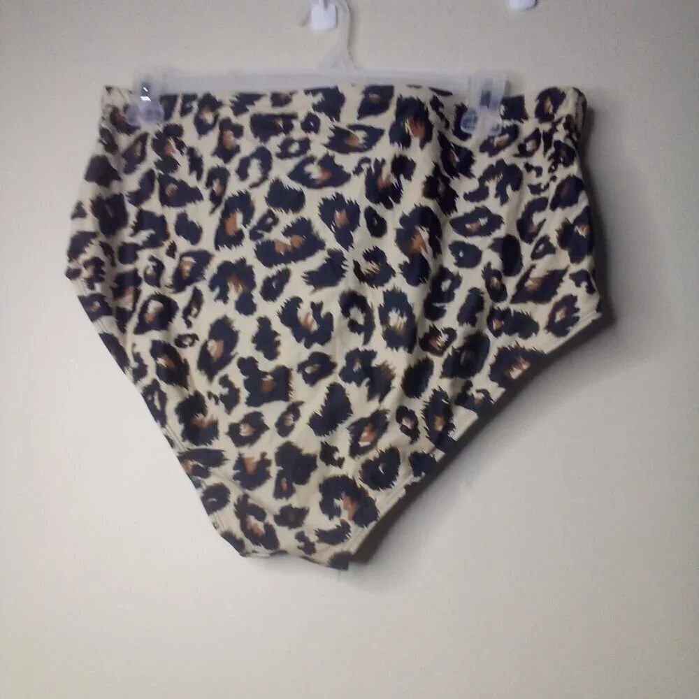 Swim Bottoms Women 20W Animal Print Side Cut-Out Unbranded Brown Black